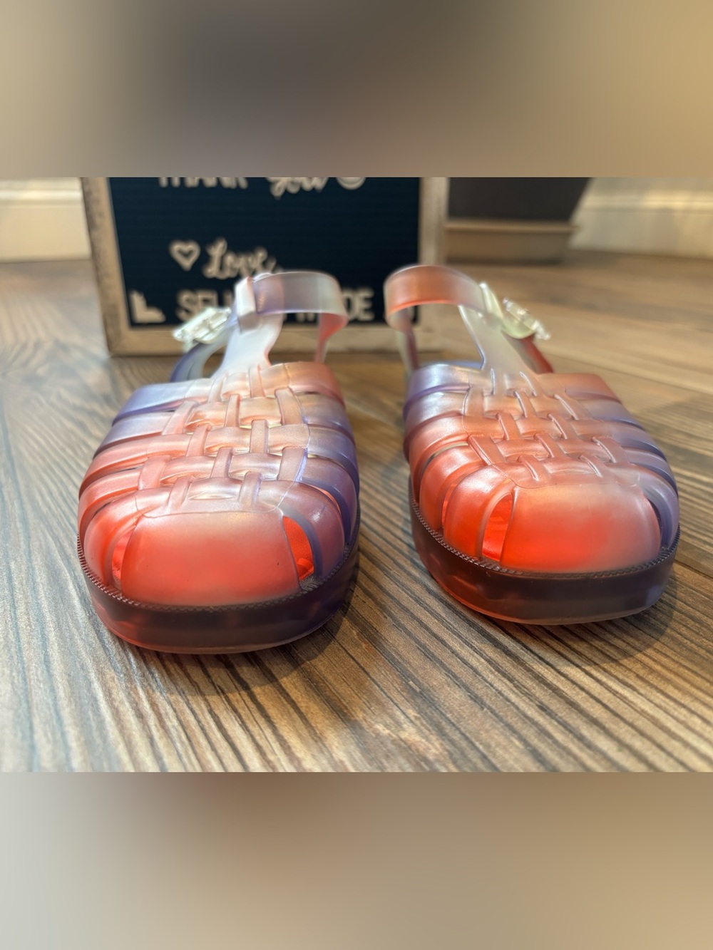 Melissa Possession Degradee jelly Fisherman Sandals in red purple ombré rainbow - Picture 4 of 12